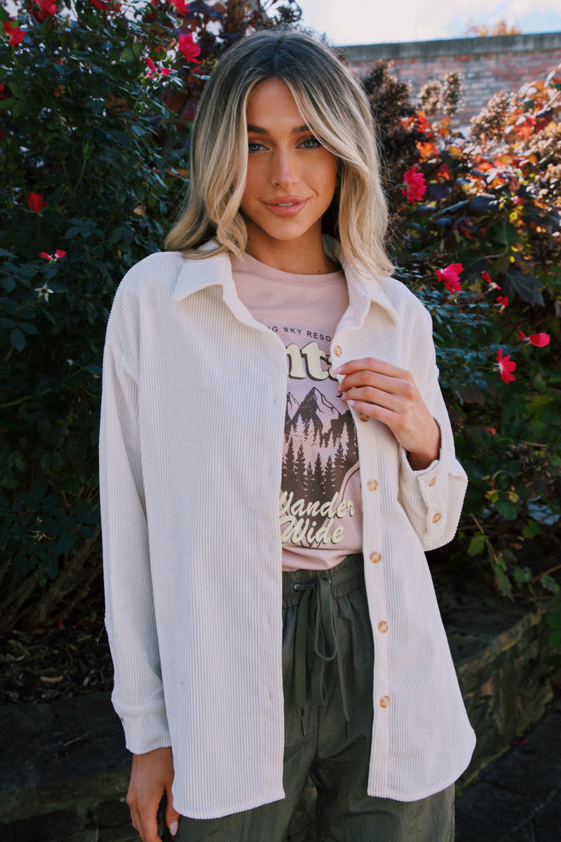 Cooling Off Corduroy Shirt, Off White