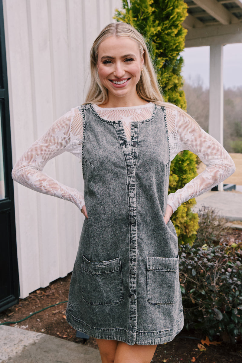 Noemie Denim Mini Dress, On Mute | Free People