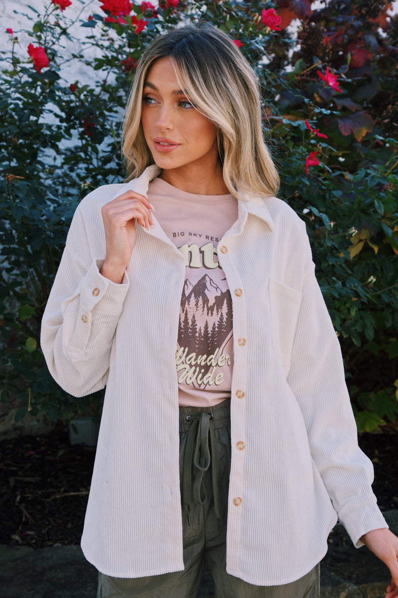 Cooling Off Corduroy Shirt, Off White