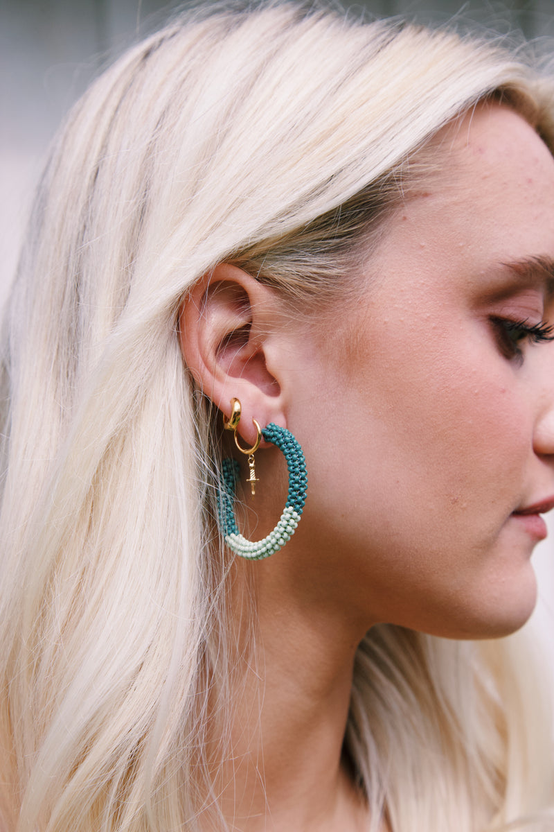 Color Block Hoop Earrings, Teal Mint | Ink + Alloy