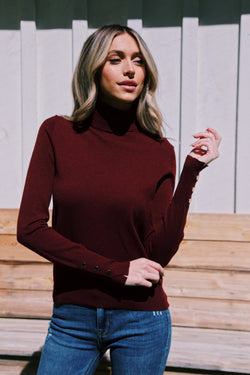 Nalah Turtleneck Sweater, Cherry Stone