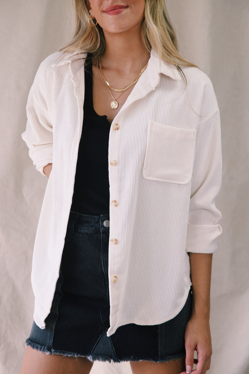 Cooling Off Corduroy Shirt, Off White