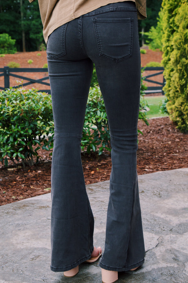 Penny Pull On Flare Pants, Washed Black | Free People