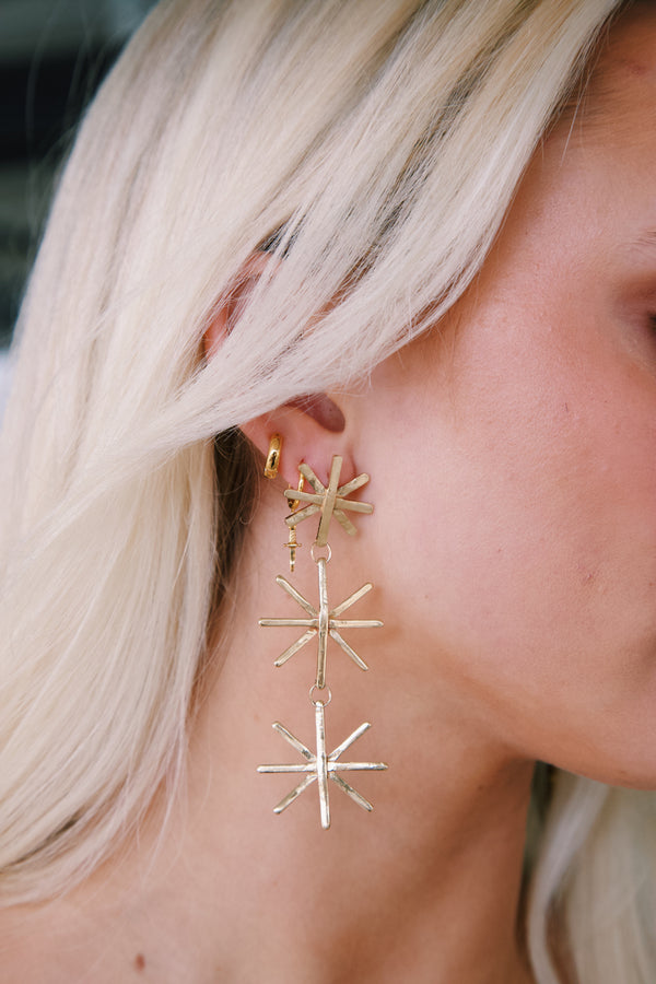 Triple Burst Dangle Earring, Brass | Ink + Alloy