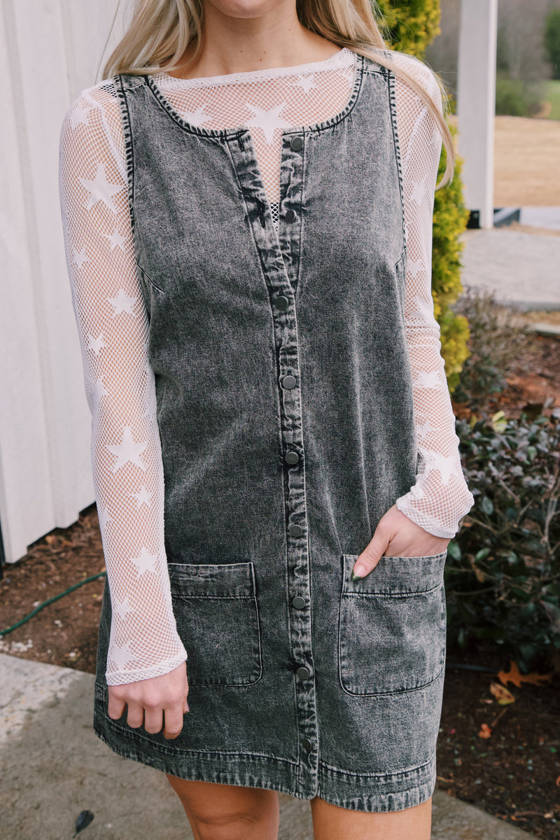 Noemie Denim Mini Dress, On Mute | Free People