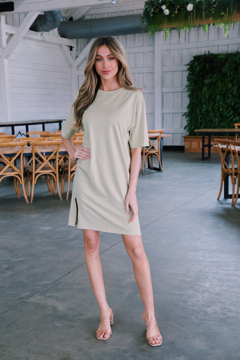 Take A Trip T-Shirt Dress, Cream Sage