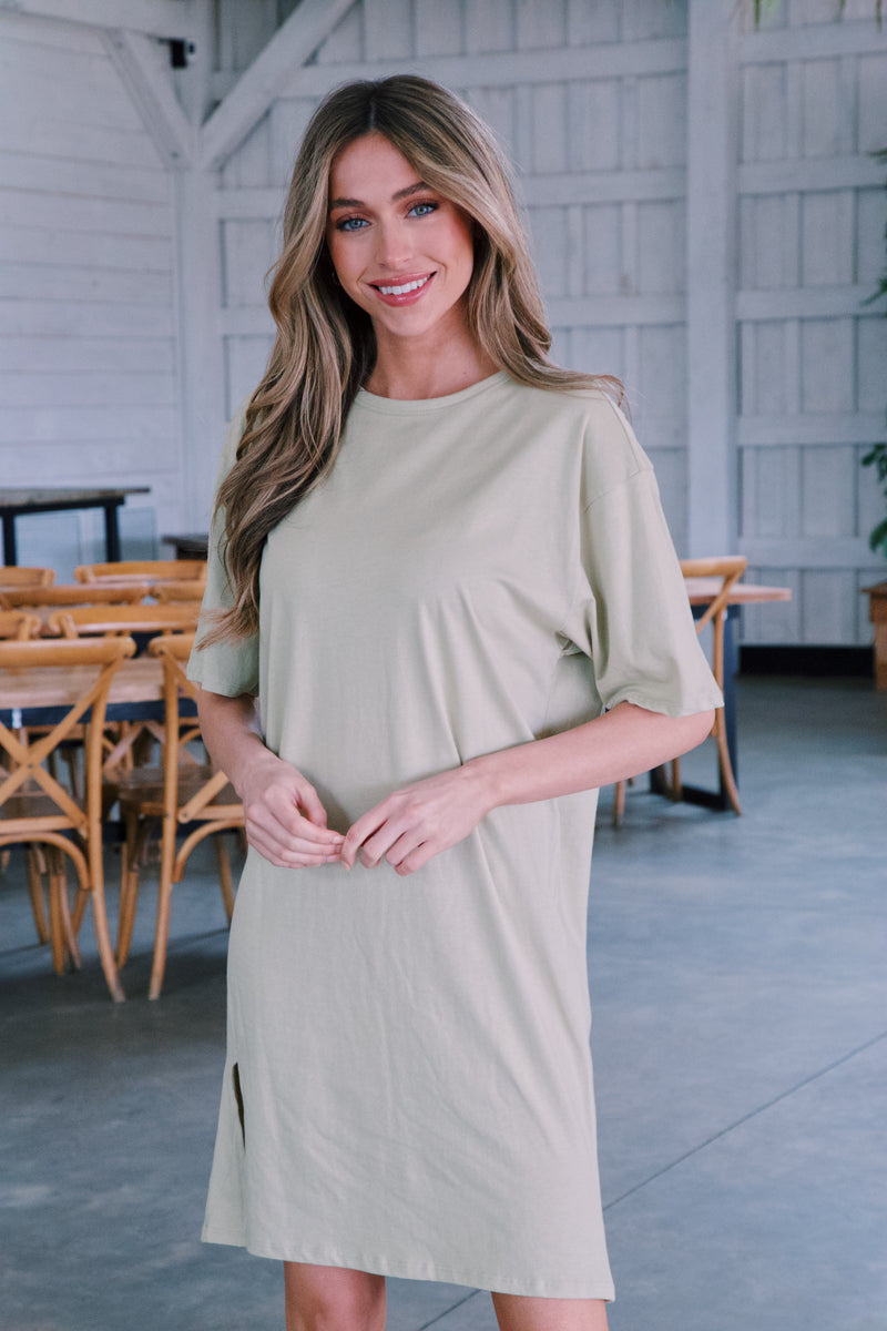 Take A Trip T-Shirt Dress, Cream Sage