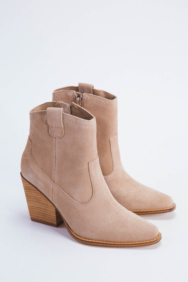 Corinna Suede Western Booties, Natural | Chinese Laundry