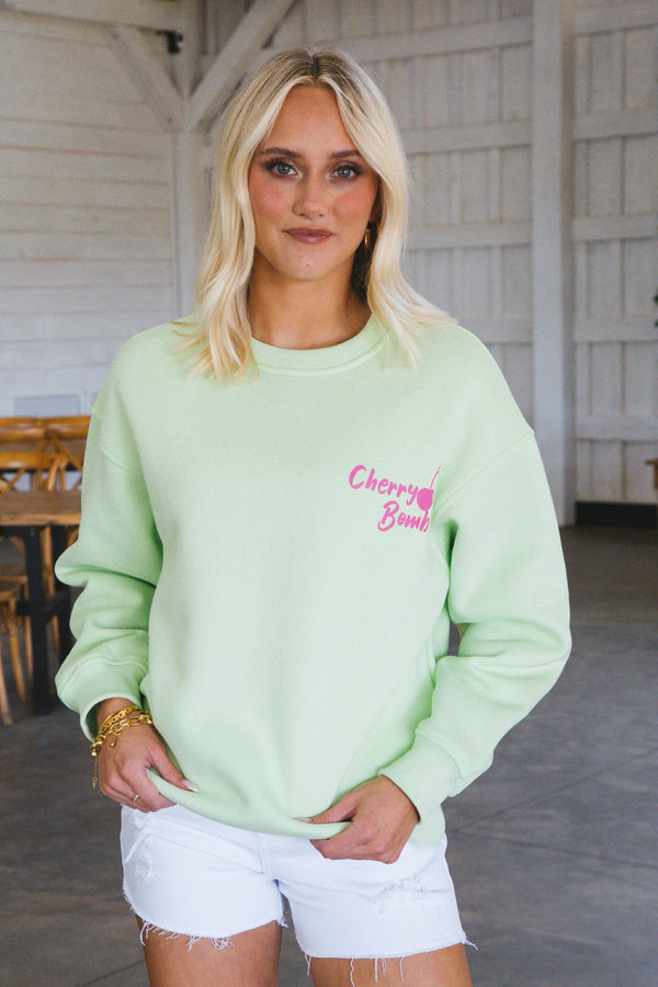 Cherry Bomb Graphic Sweatshirt, Mint
