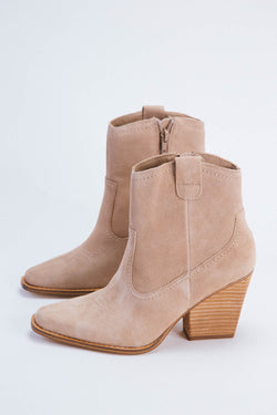 Corinna Suede Western Booties, Natural | Chinese Laundry