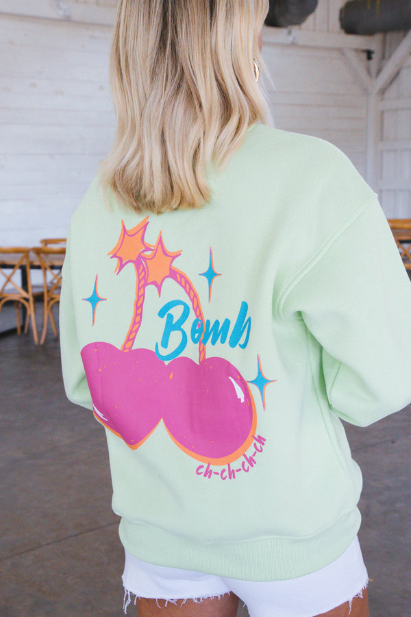 Cherry Bomb Graphic Sweatshirt, Mint