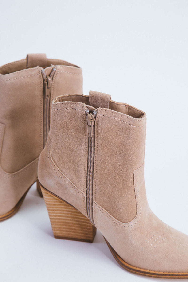 Corinna Suede Western Booties, Natural | Chinese Laundry