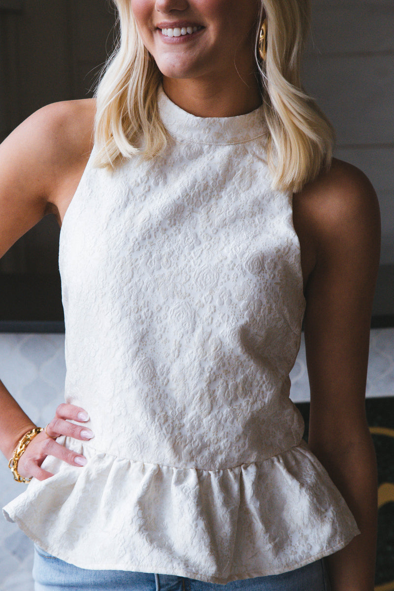 Mia Ruffle Hem Blouse, Cream