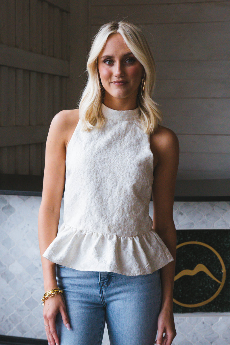 Mia Ruffle Hem Blouse, Cream