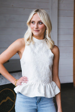 Mia Ruffle Hem Blouse, Cream