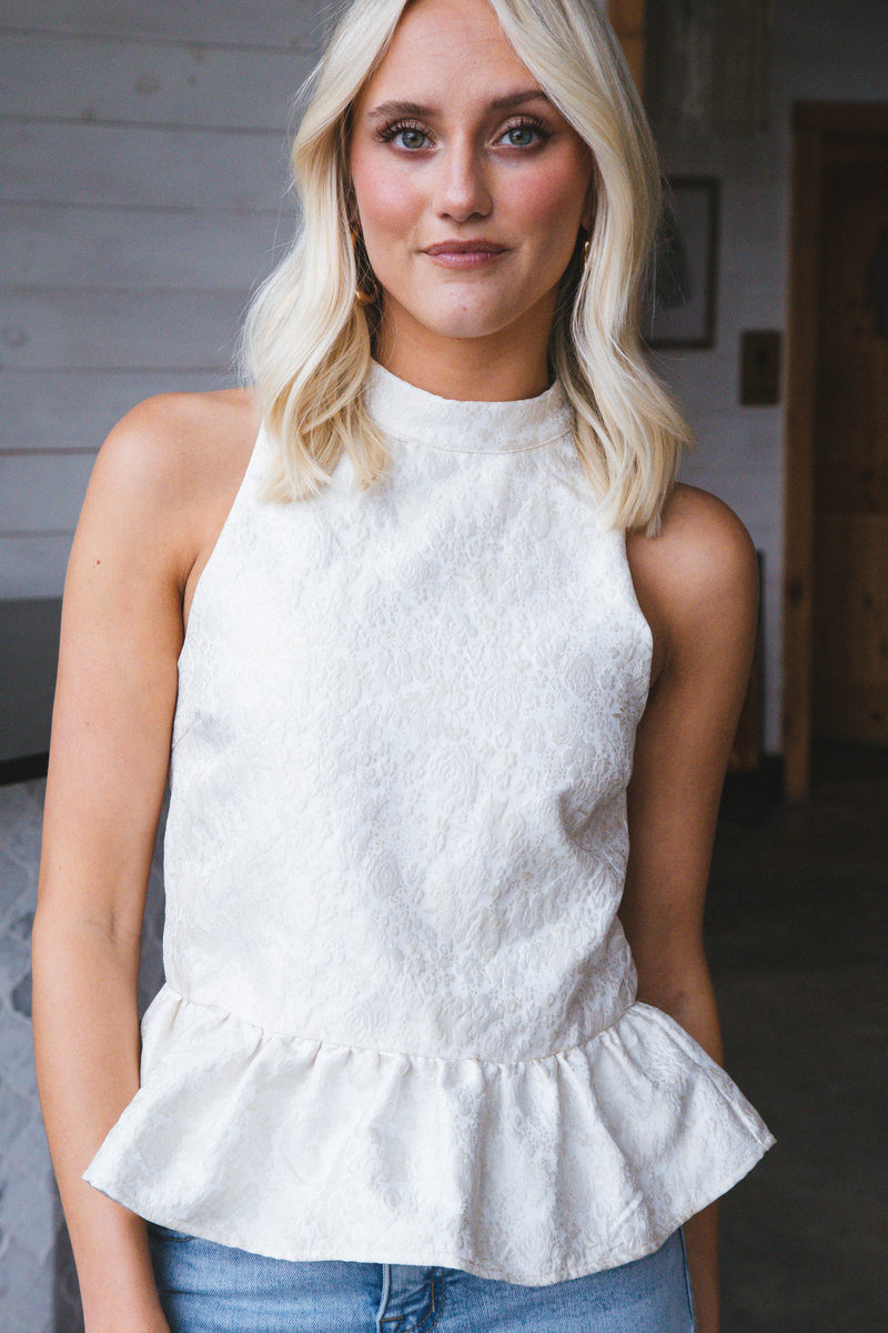 Mia Ruffle Hem Blouse, Cream