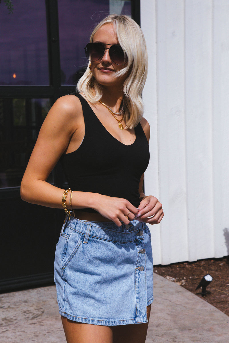 Izzy Denim Skort, Light Wash