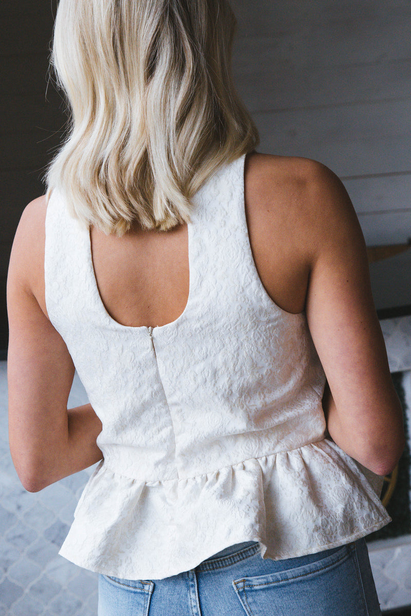 Mia Ruffle Hem Blouse, Cream