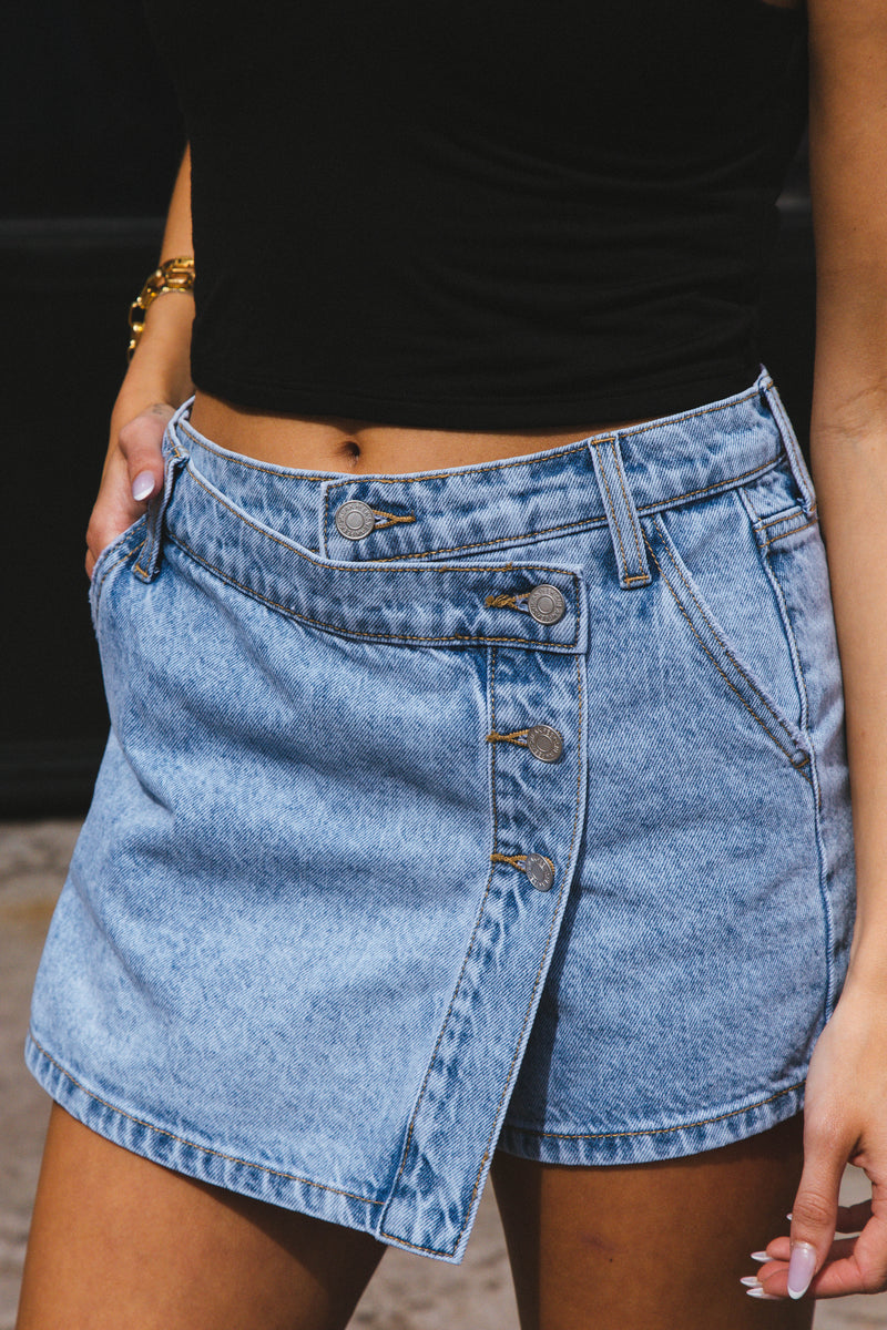Izzy Denim Skort, Light Wash