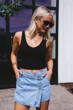 Izzy Denim Skort, Light Wash