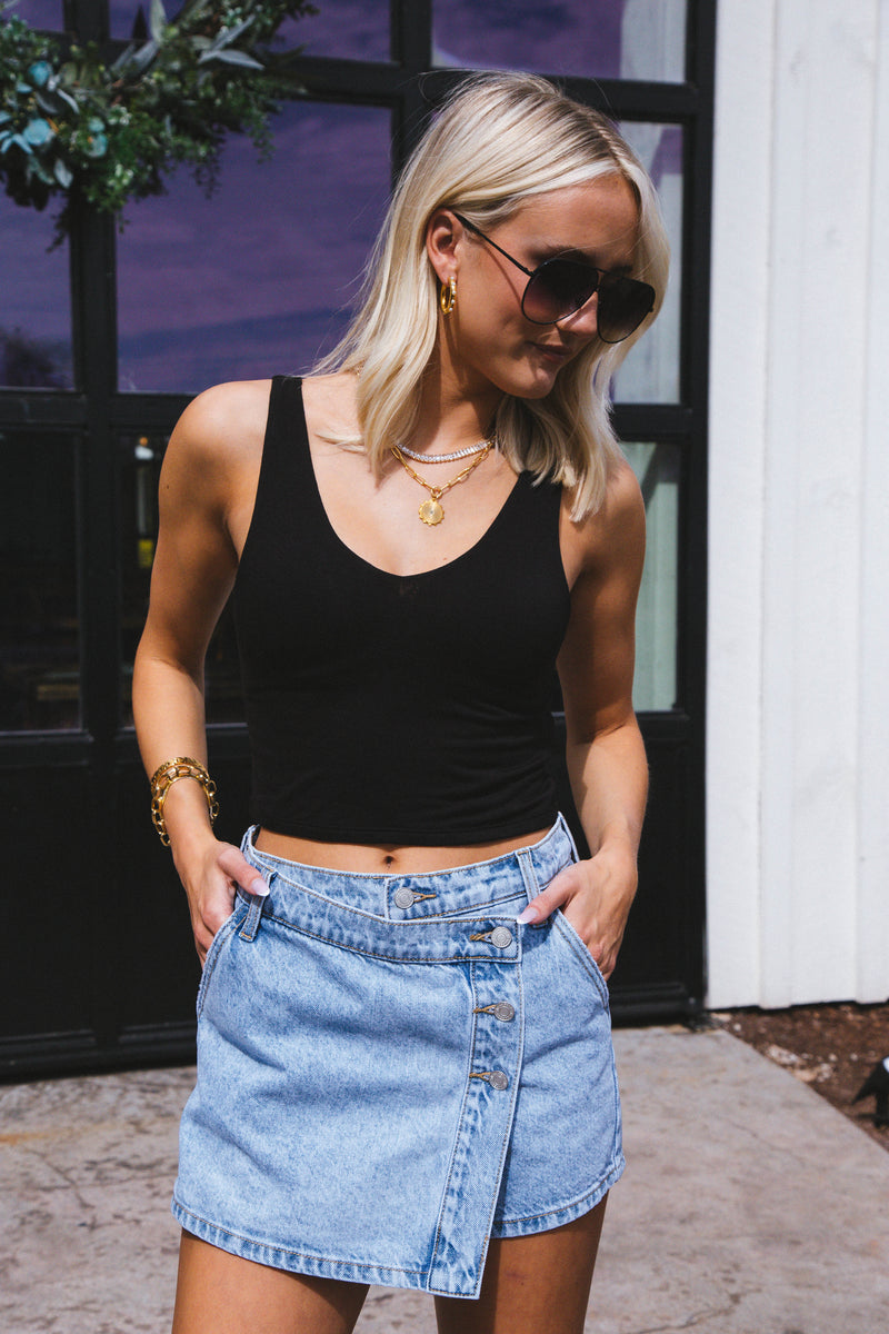 Izzy Denim Skort, Light Wash