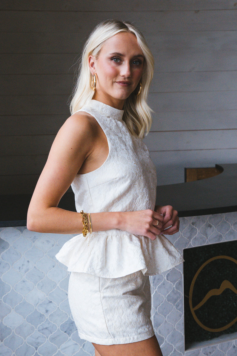 Mia Ruffle Hem Blouse, Cream