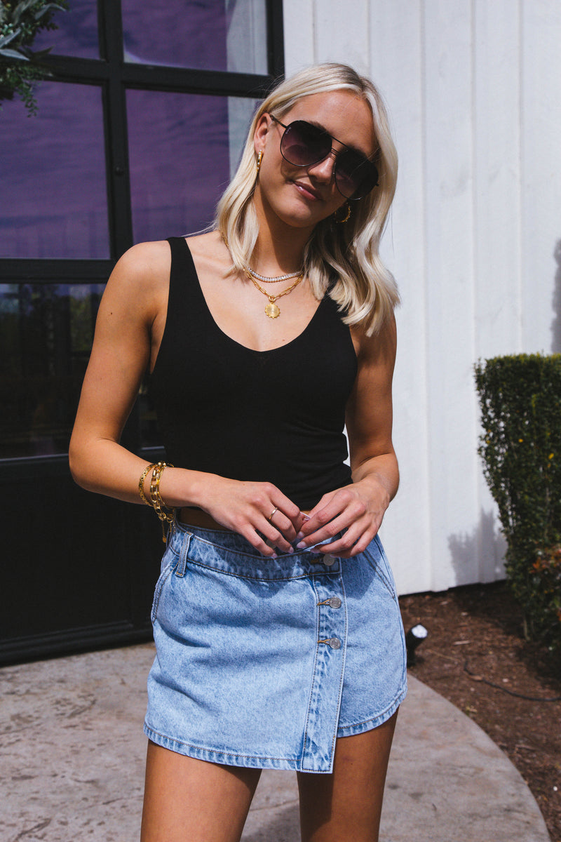 Izzy Denim Skort, Light Wash