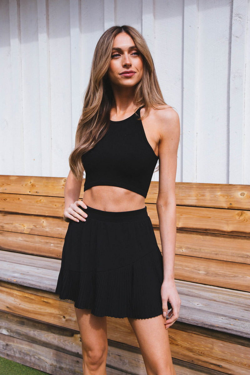 Shy Ribbed Crop Top, Black