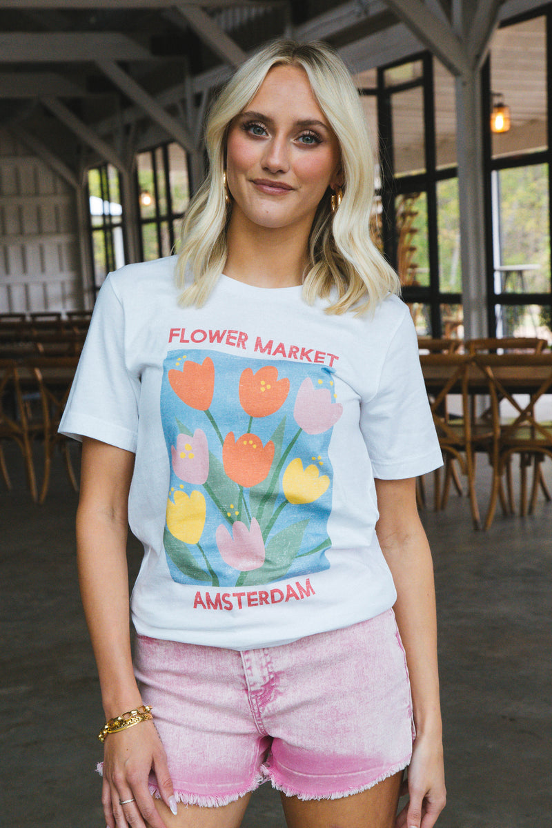 Flower Market Graphic Tee, White