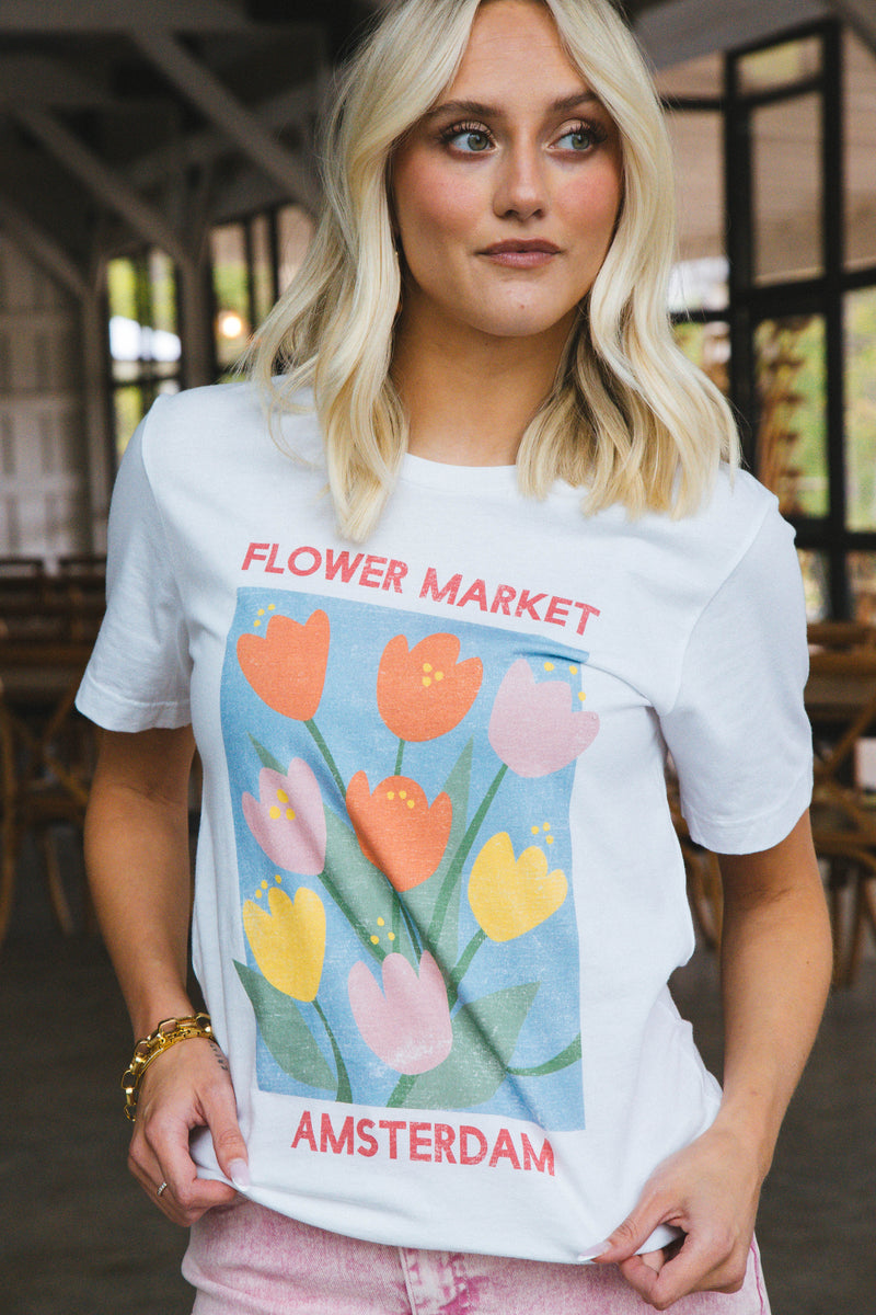 Flower Market Graphic Tee, White