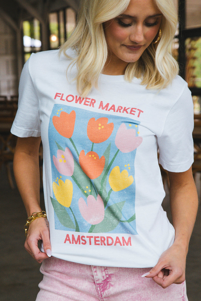 Flower Market Graphic Tee, White
