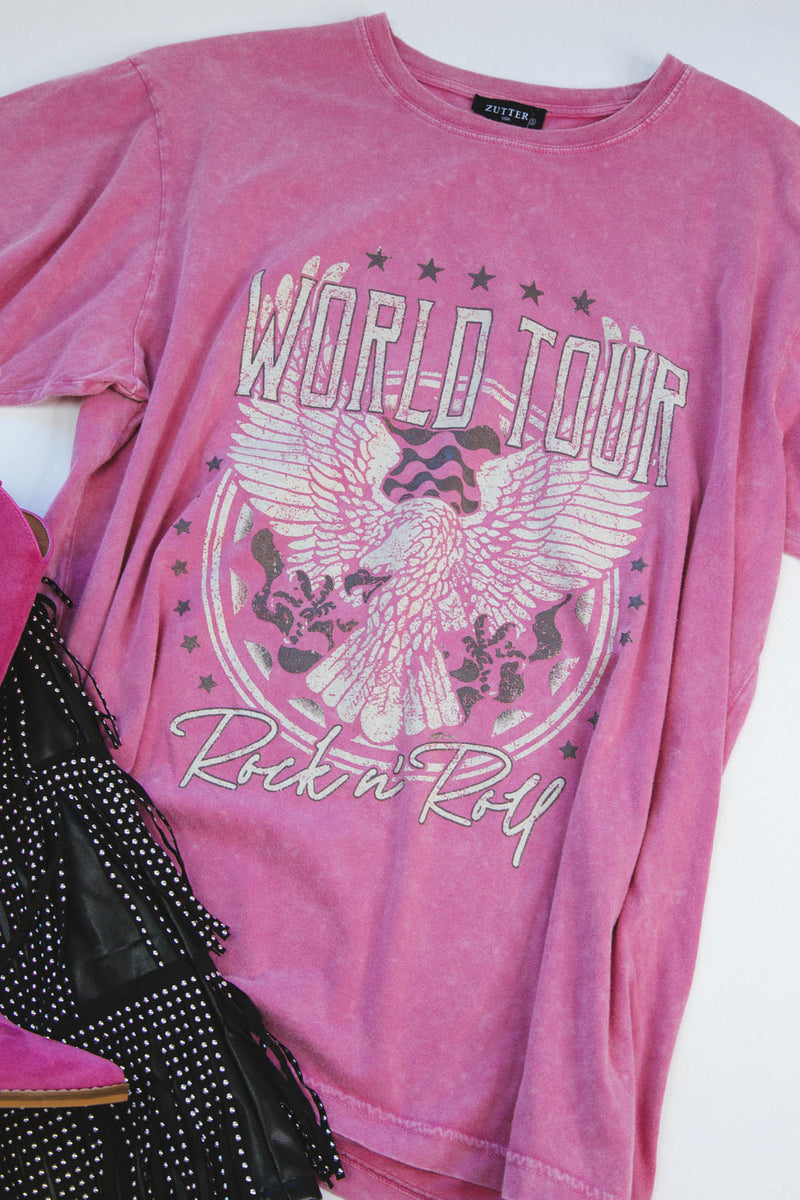 World Tour Graphic Tee, Pink