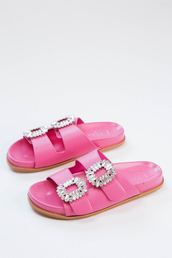 Bridget Slide On Sandals, Bright Pink | Shushop