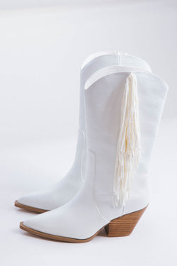 Andi Fringe High Cut Boot, White | Billini