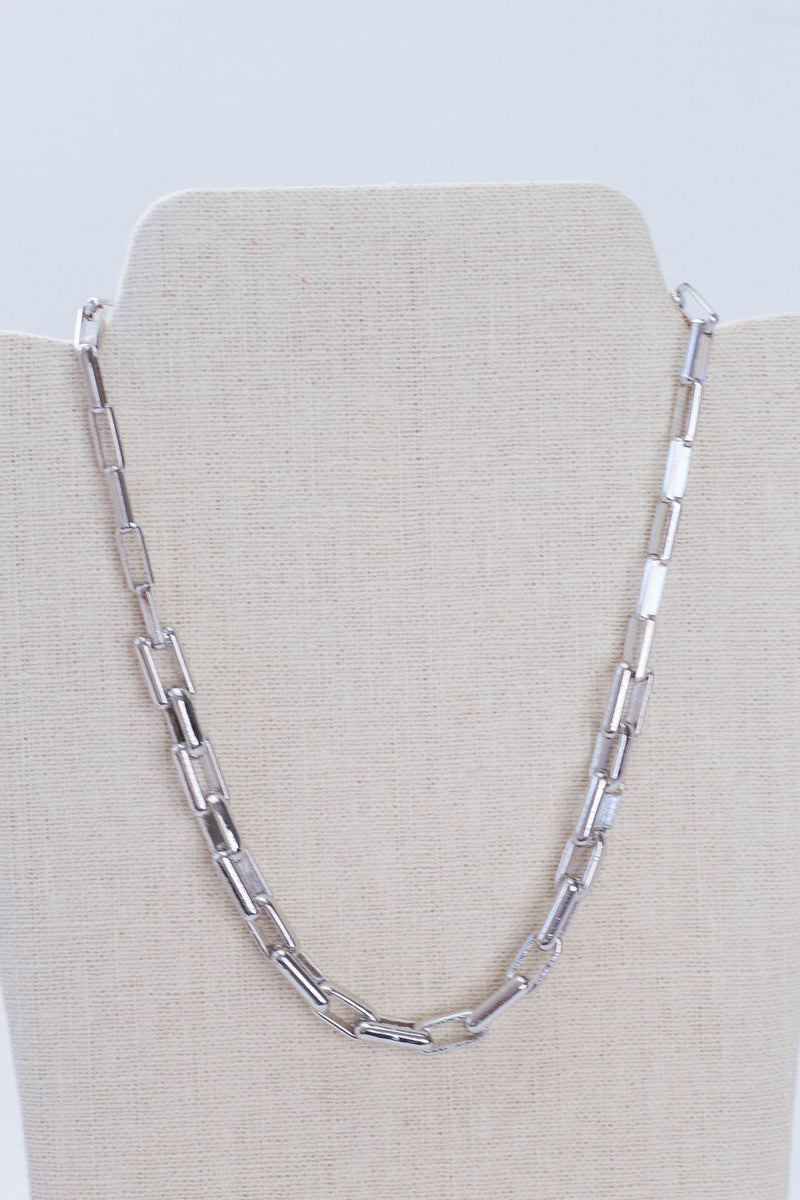 Rhodium Link Necklace, Silver