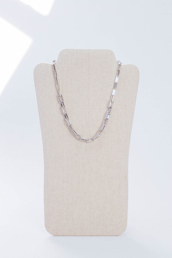 Rhodium Link Necklace, Silver