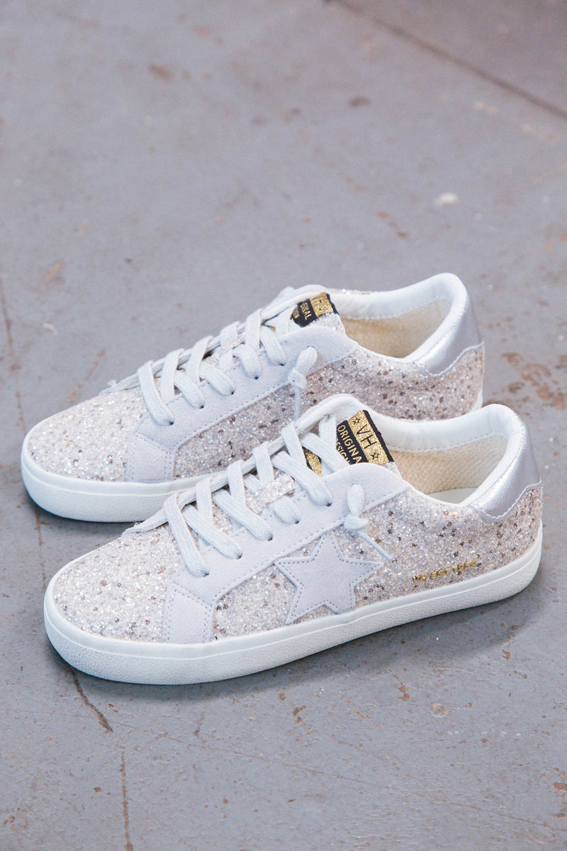 Palmer Glitter Sneaker, Silver | Vintage Havana