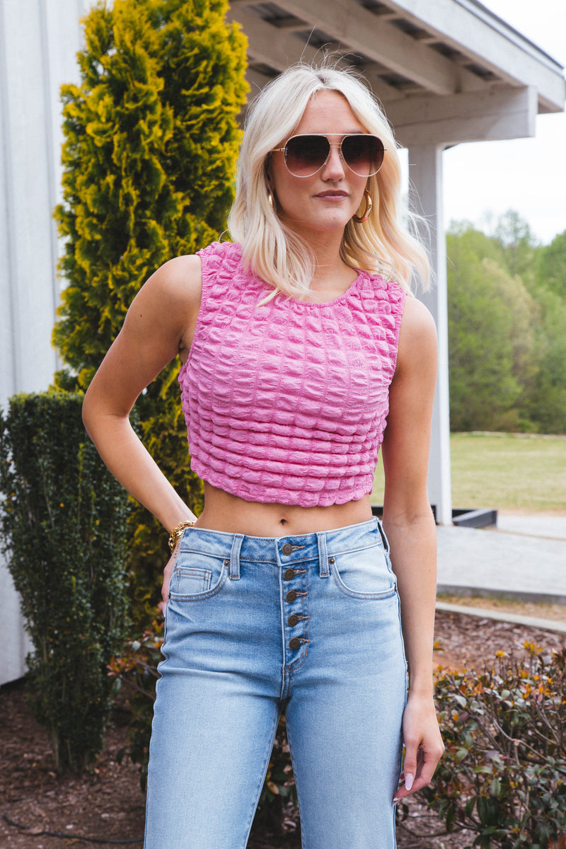 Bibble Sleeveless Crop Top, Pink