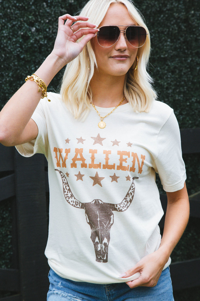 Wallen Longhorn Graphic Tee, Ivory | Extended Sizes
