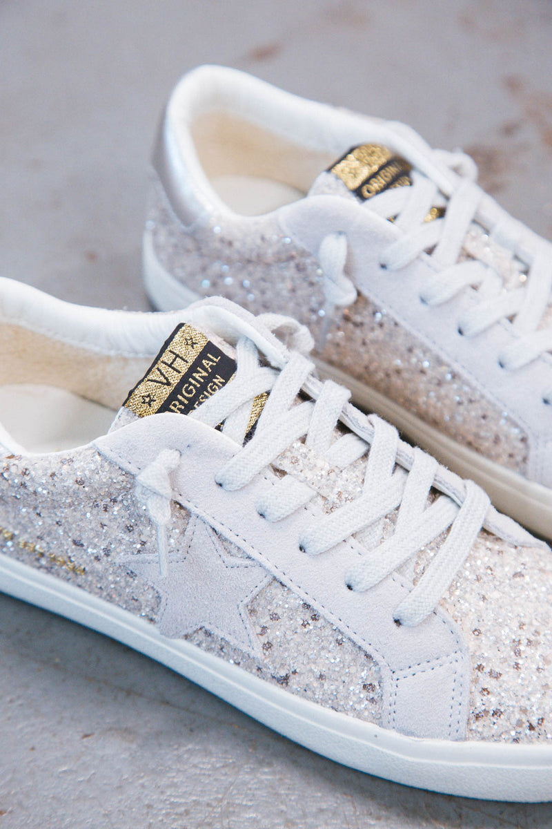 Palmer Glitter Sneaker, Silver | Vintage Havana