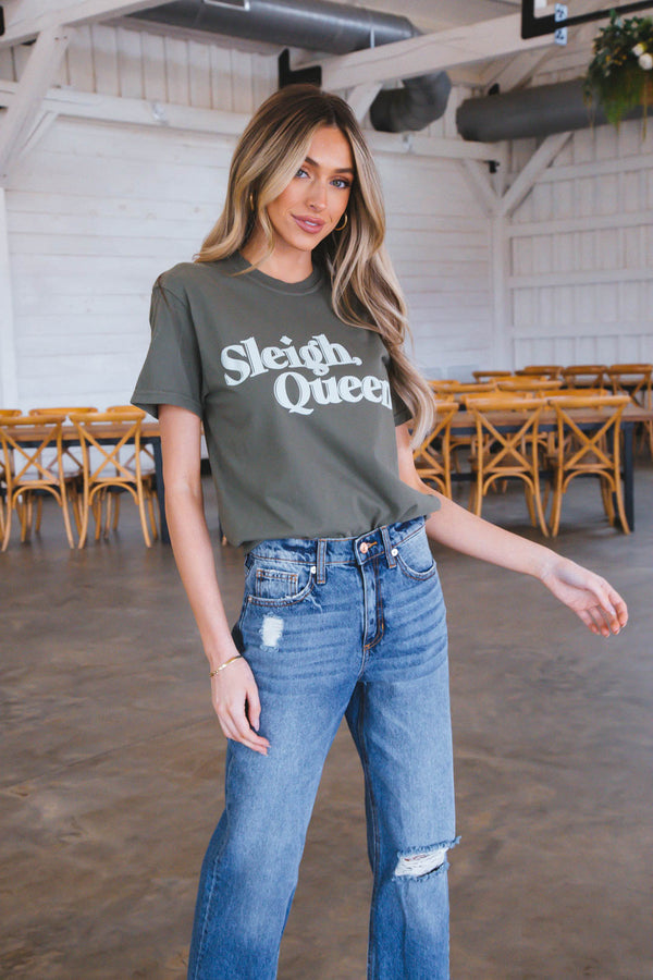 Sleigh Queen Tee, Olive | Friday + Saturday