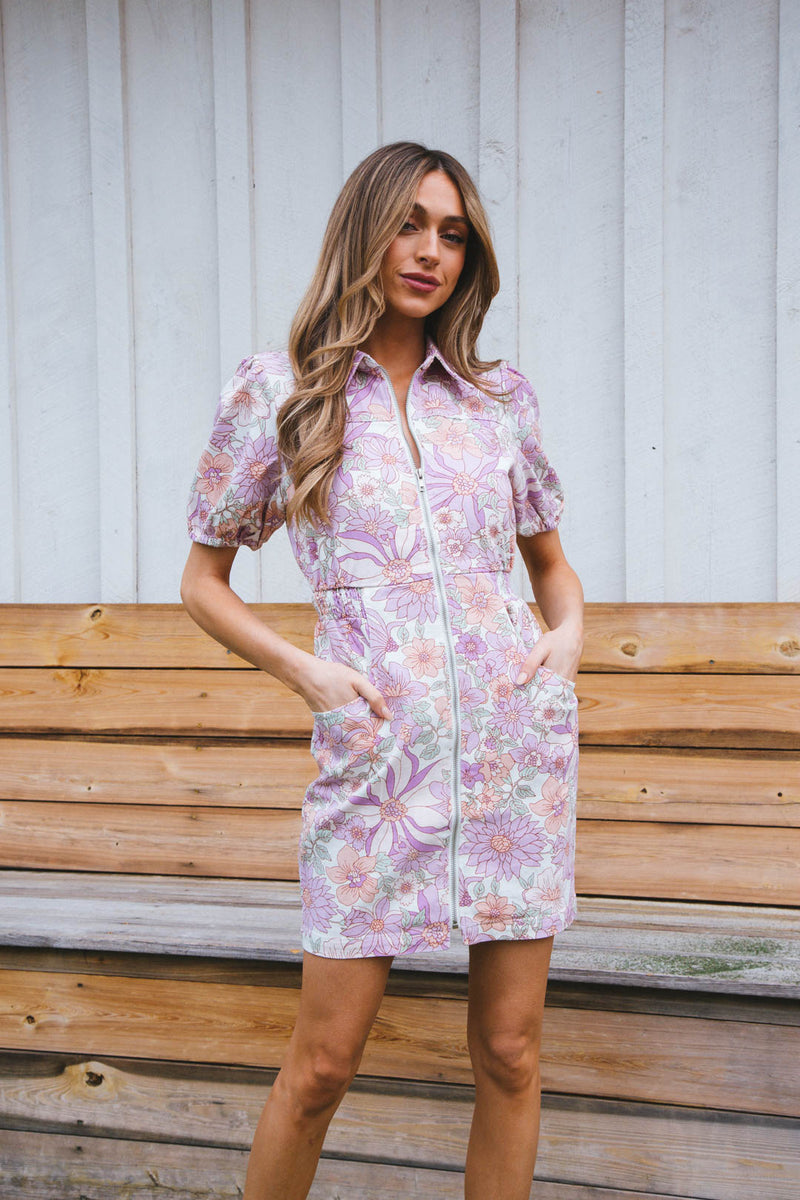 May Denim Dress, Lavender