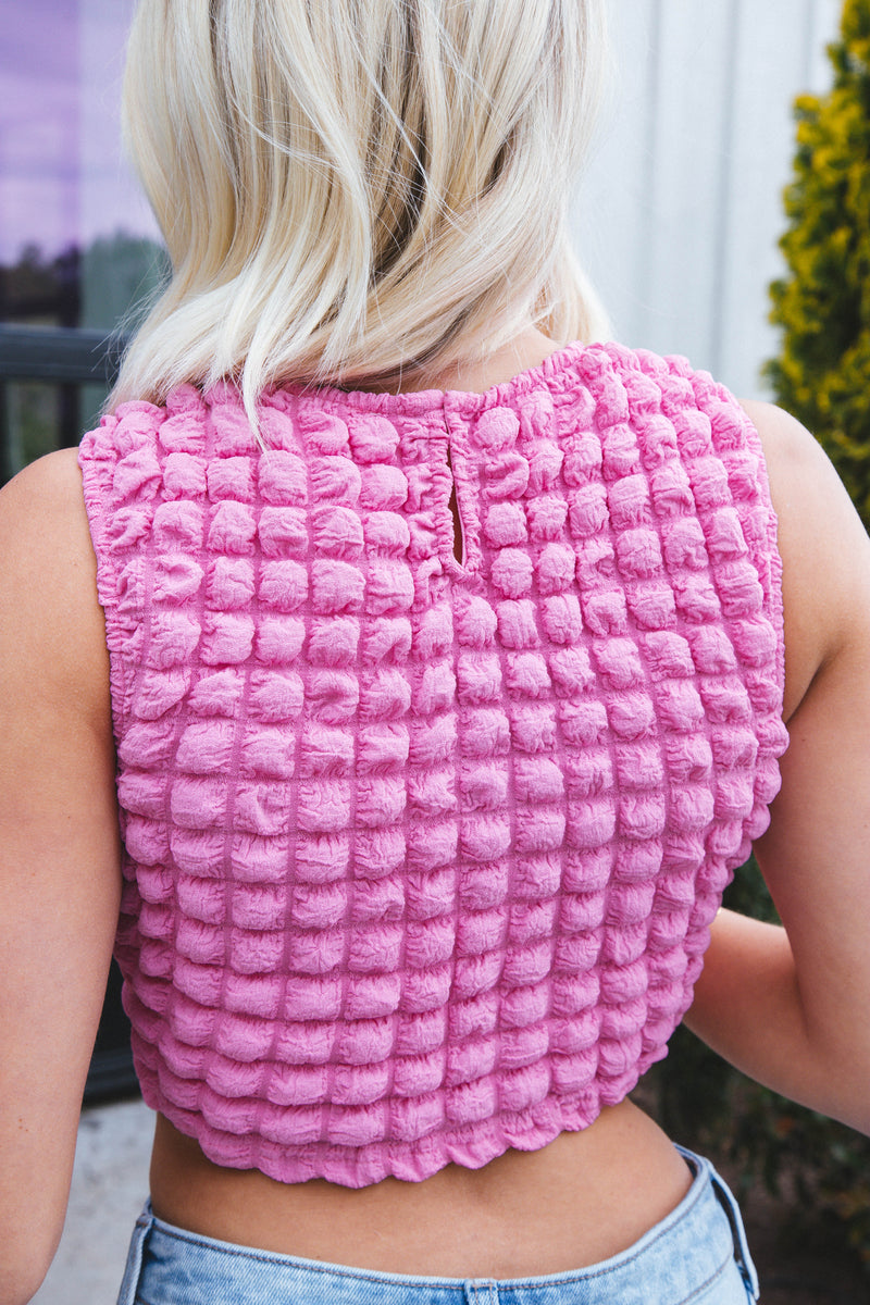 Bibble Sleeveless Crop Top, Pink