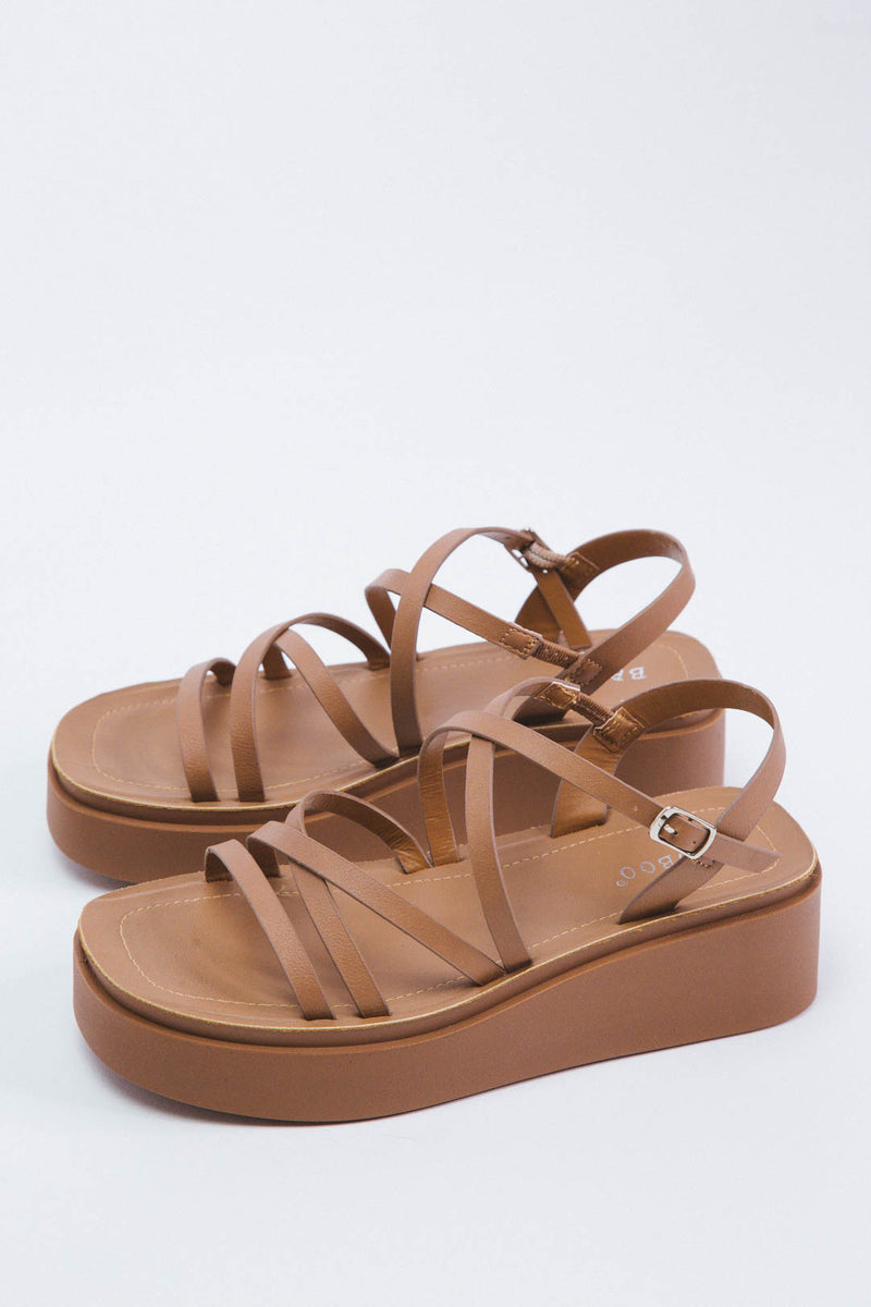 Luck Strappy Wedge Sandal, Tan