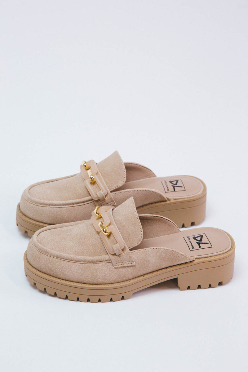 Vallor Buck Backless Loafer, Natural | Dirty Laundry