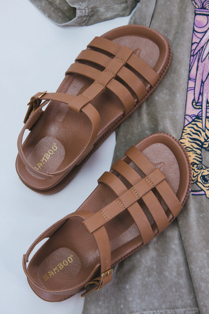 Awaken Fisherman Footbed Sandal, Tan Crinkle