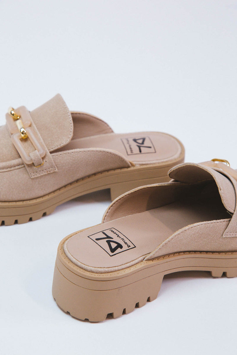 Vallor Buck Backless Loafer, Natural | Dirty Laundry