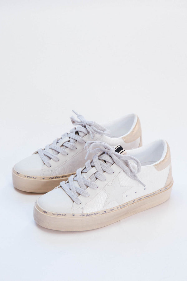 Reba Lace Up Star Sneakers, Bone | SHUSHOP
