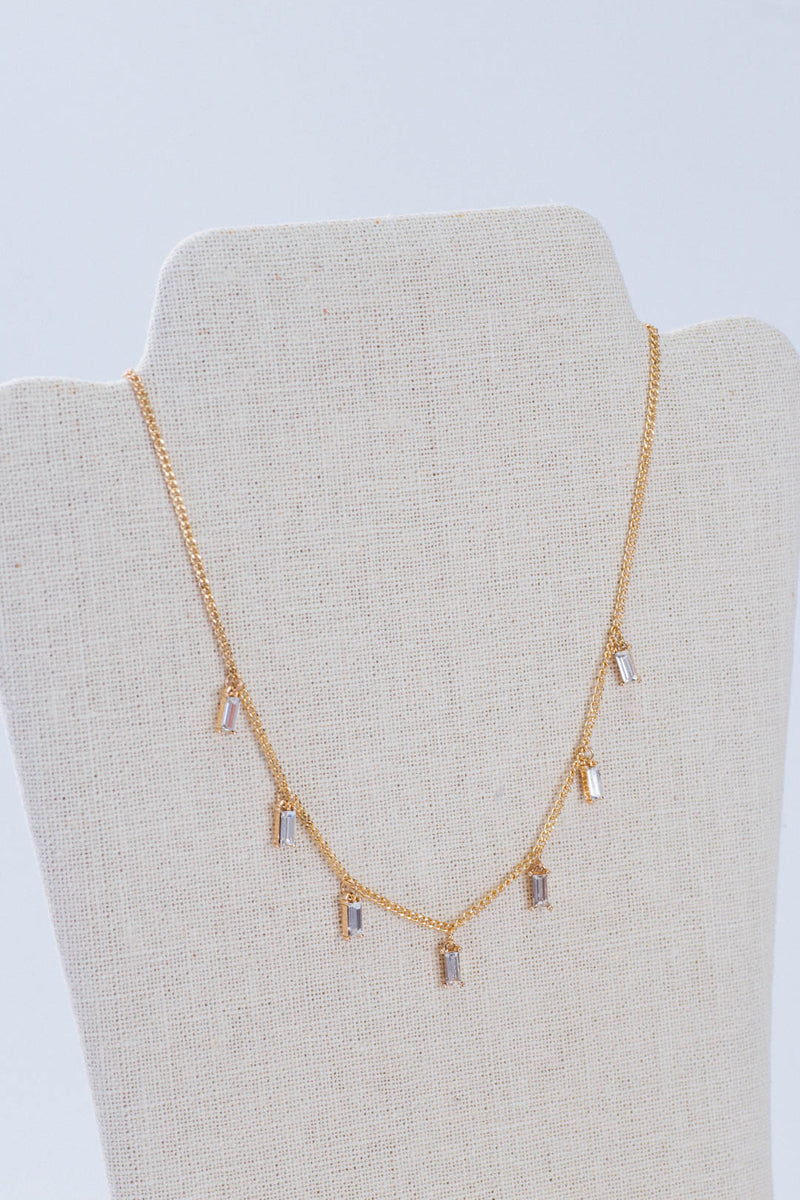 Bejeweled Dangle Necklace, Gold