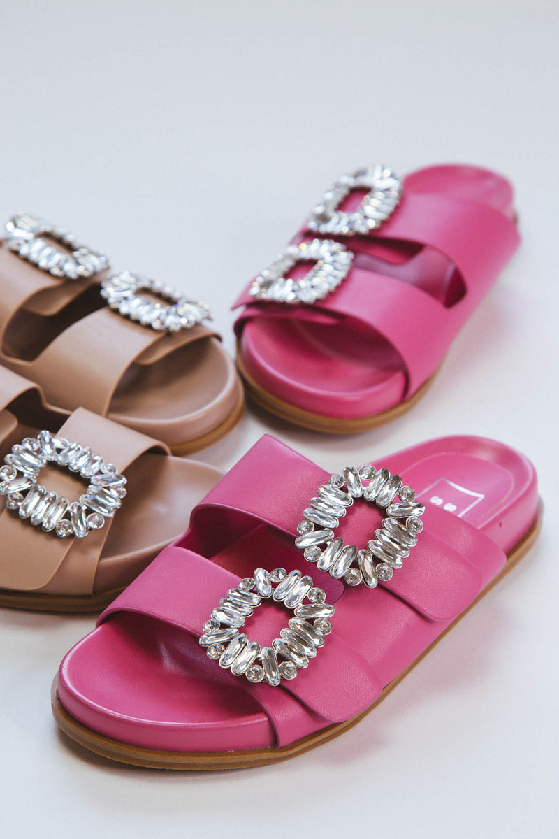 Bridget Slide On Sandals, Bright Pink | Shushop